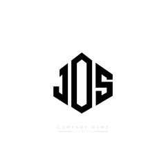 JOS letter logo design with polygon shape. JOS polygon logo monogram. JOS cube logo design. JOS hexagon vector logo template white and black colors. JOS monogram, JOS business and real estate logo. 