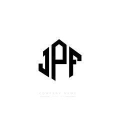 Obraz premium JPF letter logo design with polygon shape. JPF polygon logo monogram. JPF cube logo design. JPF hexagon vector logo template white and black colors. JPF monogram, JPF business and real estate logo. 