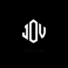 JOV letter logo design with polygon shape. JOV polygon logo monogram. JOV cube logo design. JOV hexagon vector logo template white and black colors. JOV monogram, JOV business and real estate logo. 