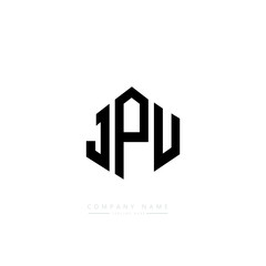 JPU letter logo design with polygon shape. JPU polygon logo monogram. JPU cube logo design. JPU hexagon vector logo template white and black colors. JPU monogram, JPU business and real estate logo. 