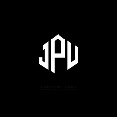 JPU letter logo design with polygon shape. JPU polygon logo monogram. JPU cube logo design. JPU hexagon vector logo template white and black colors. JPU monogram, JPU business and real estate logo. 