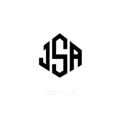 JSA letter logo design with polygon shape. JSA polygon logo monogram. JSA cube logo design. JSA hexagon vector logo template white and black colors. JSA monogram, JSA business and real estate logo. 