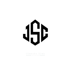 JSC letter logo design with polygon shape. JSC polygon logo monogram. JSC cube logo design. JSC hexagon vector logo template white and black colors. JSC monogram, JSC business and real estate logo. 
