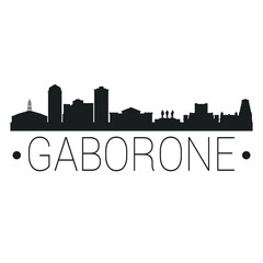 Fototapeta premium Gaborone, Botswana City Skyline. Silhouette Illustration Clip Art. Travel Design Vector Landmark Famous Monuments.