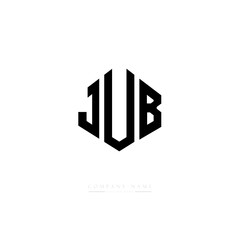 JUB letter logo design with polygon shape. JUB polygon logo monogram. JUB cube logo design. JUB hexagon vector logo template white and black colors. JUB monogram, JUB business and real estate logo. 