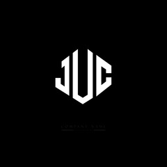 JUC letter logo design with polygon shape. JUC polygon logo monogram. JUC cube logo design. JUC hexagon vector logo template white and black colors. JUC monogram, JUC business and real estate logo. 