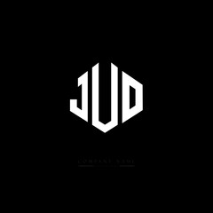 JUO letter logo design with polygon shape. JUO polygon logo monogram. JUO cube logo design. JUO hexagon vector logo template white and black colors. JUO monogram, JUO business and real estate logo. 