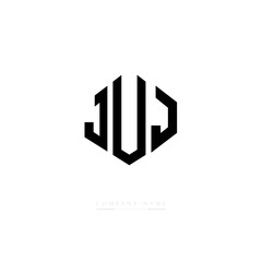 JUJ letter logo design with polygon shape. JUJ polygon logo monogram. JUJ cube logo design. JUJ hexagon vector logo template white and black colors. JUJ monogram, JUJ business and real estate logo. 