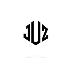 JUZ letter logo design with polygon shape. JUZ polygon logo monogram. JUZ cube logo design. JUZ hexagon vector logo template white and black colors. JUZ monogram, JUZ business and real estate logo. 