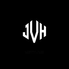 JVH letter logo design with polygon shape. JVH polygon logo monogram. JVH cube logo design. JVH hexagon vector logo template white and black colors. JVH monogram, JVH business and real estate logo. 