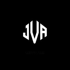 JVA letter logo design with polygon shape. JVA polygon logo monogram. JVA cube logo design. JVA hexagon vector logo template white and black colors. JVA monogram, JVA business and real estate logo. 