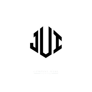 JUI letter logo design with polygon shape. JUI polygon logo monogram. JUI cube logo design. JUI hexagon vector logo template white and black colors. JUI monogram, JUI business and real estate logo. 