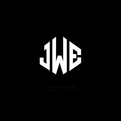 JWE letter logo design with polygon shape. JWE polygon logo monogram. JWE cube logo design. JWE hexagon vector logo template white and black colors. JWE monogram, JWE business and real estate logo. 