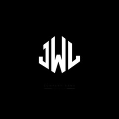 Fototapeta premium JWL letter logo design with polygon shape. JWL polygon logo monogram. JWL cube logo design. JWL hexagon vector logo template white and black colors. JWL monogram, JWL business and real estate logo. 