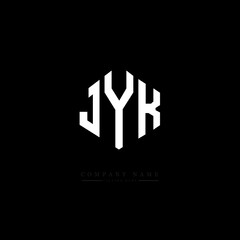 Fototapeta premium JYK letter logo design with polygon shape. JYK polygon logo monogram. JYK cube logo design. JYK hexagon vector logo template white and black colors. JYK monogram, JYK business and real estate logo. 