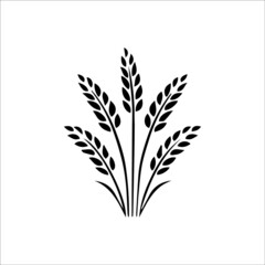 Wheat wreaths and grain spikes set icons