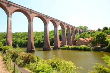  River Esk flows Whitby, seaside town, Yorkshire, northern England,  River Esk,