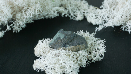Chalcopyrite from Morocco or Republic of South Africa RSA. Natural mineral stone on a black...