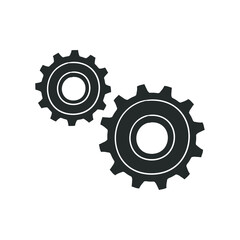 Gears Icon Silhouette Illustration. Machine Vector Graphic Pictogram Symbol Clip Art. Doodle Sketch Black Sign.