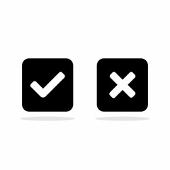 Check and wrong marks, Tick and cross marks, Accepted/Rejected, Approved/Disapproved, Yes/No, Right/Wrong, Green/Red, Correct/False, Ok/Not Ok - vector mark symbols. White outline design. Isolated ico