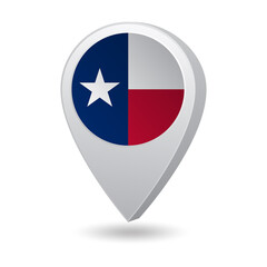 Flag of State of Texas of USA on marker map