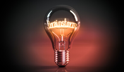 Brainstorm concept - shining light bulb - 3D illustration
