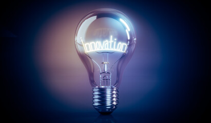Innovation concept - shining light bulb - 3D illustration