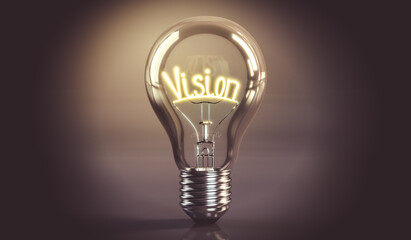 Vision concept - shining light bulb - 3D illustration