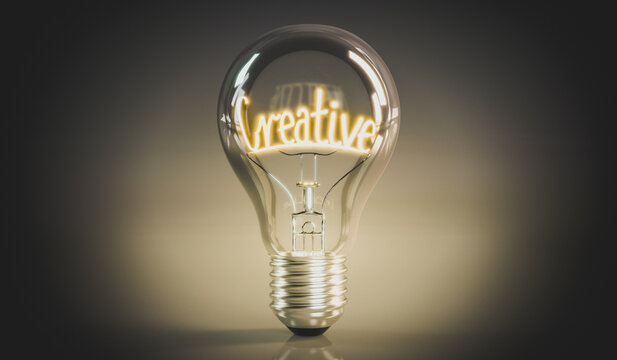 Creative concept - shining light bulb - 3D illustration