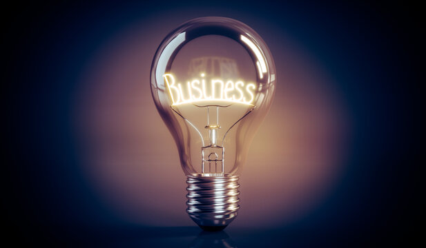 Business concept - shining light bulb - 3D illustration