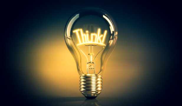 Thinking concept - shining light bulb - 3D illustration