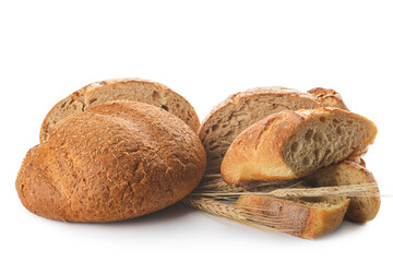 Fresh bread on white background