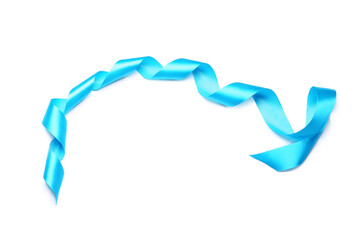 Blue ribbon on white background
