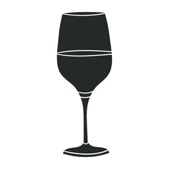 Glass Wine Icon Silhouette Illustration. Cup Drink Vector Graphic Pictogram Symbol Clip Art. Doodle Sketch Black Sign.