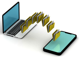 3d rendering Two device to transfer the file 