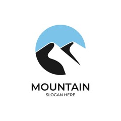 minimalist negative space mountain logo for modern company