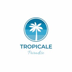 modern circle tropical paradise beach logo company