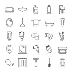 Bathroom icons. Toilet icon set isolated on white background. 