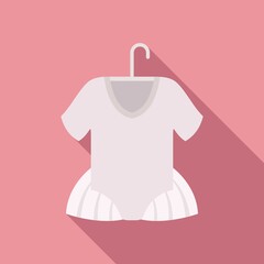 Ballet kid dress icon flat vector. Ballerine dance girl