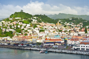 Fototapeta na wymiar Town of St George's in Grenada, a caribbean island, West Indies