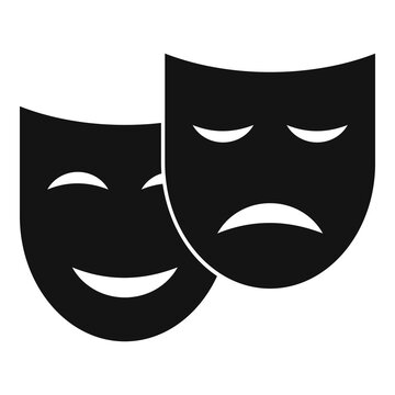 Theater mask icon simple vector. Drama comedy mask