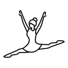 Ballerina jump icon outline vector. Ballet silhouette dance © anatolir