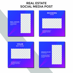 EDITABLE REAL ESTATE SOCIAL MEDIA POST. BANNER TEMPLATE SALES SET. PROMO BRAND COVER DESIGN VECTOR