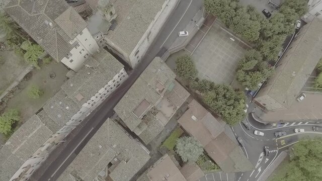 Aerial footage drone view of Perugia, Umbria, Italy, old town // no video editing
