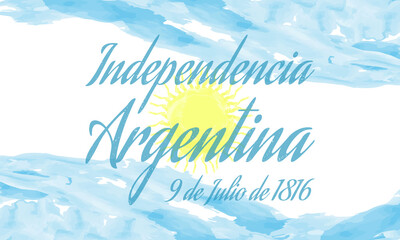 9 de Julio de 1816 - Independencia Argentina,
Bandera Nacional Argentina de acquarella