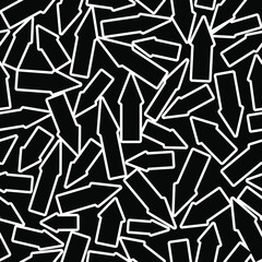 seamless abstract pattern of many multidirectional white arrows on a dark background for printing on fabric, packaging, ceramics, clothes, covers of notebooks and books, for interior decoration