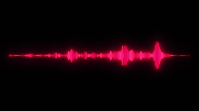 Music Animation With Vivid Digital Equalizer Isolated On Black Background, Pulse Of Voice Or Audio Pattern