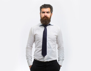 Business man isolated. Portrait of serious businessman, isolated on white background. Business success concept.