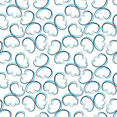 Fototapeta premium Seamless vector pattern with outline blue wings