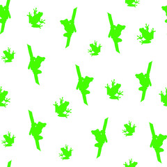 seamless pattern with green illustration of Frog Isolated On white Background.Sketch of doodle frog. Frog toad animal  Scratch board style imitation. hand drawn image.